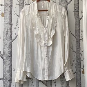 *SOLD*Free People ruffled cream blouse